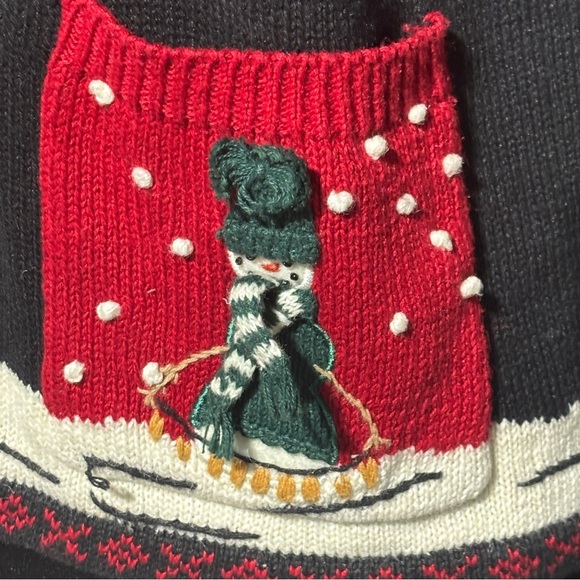 Womens Large Christmas Holiday Cardigan Sweater Karen Scott Vtg Button Up Pocket - Picture 12 of 15